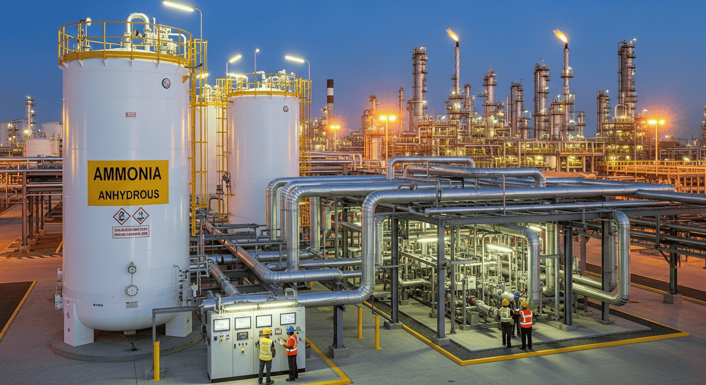 Penggunaan ammonia industri sebagai bahan kimia penting dalam proses produksi