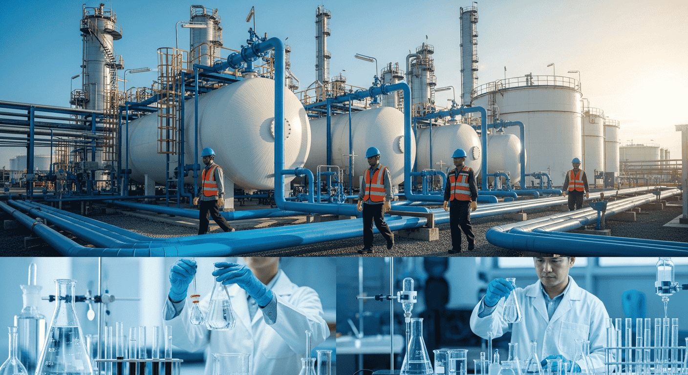 Toluene untuk industri digunakan dalam proses produksi di fasilitas manufaktur Indonesia