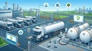 Prosedur distribusi aman Ammonia 25% menggunakan armada tangki PT Damika Buana Indonesia dan protokol keselamatan ketat.