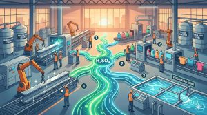 Ilustrasi manfaat asam sulfat dalam proses produksi manufaktur baja dan deterjen.