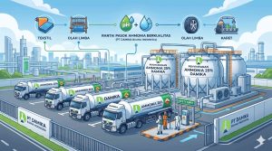 Distribusi Ammonia 25% berkualitas oleh PT Damika Buana Indonesia untuk industri tekstil dan pengolahan limbah.
