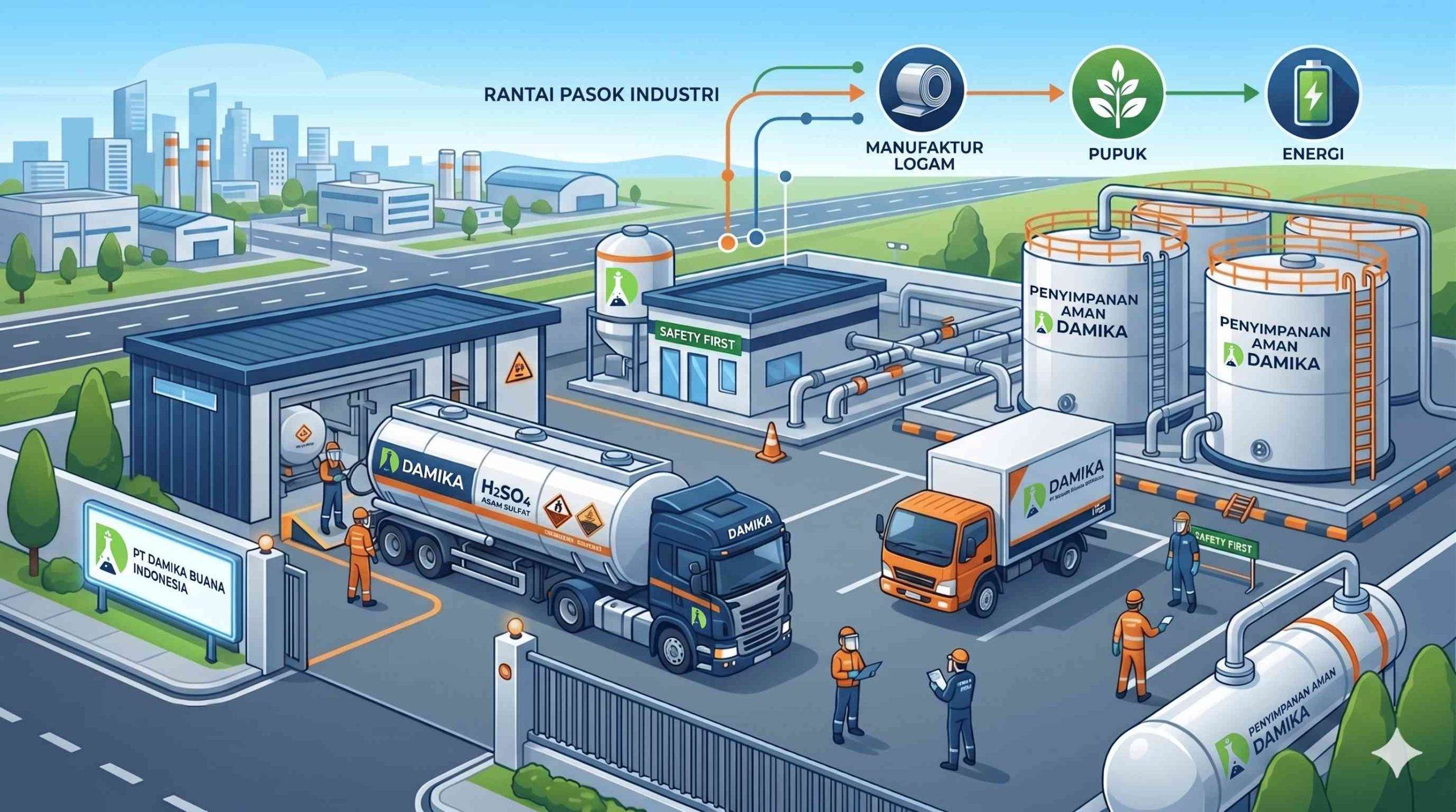 PT Damika Buana Indonesia sebagai supplier asam sulfat terpercaya untuk kebutuhan industri manufaktur