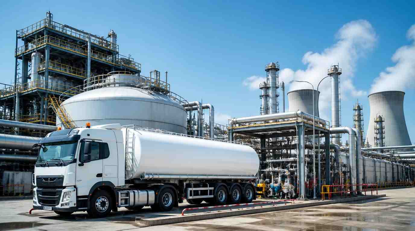 Ilustrasi Truk tangki bahan kimia PT Damika Buana Indonesia menyuplai bahan baku sebagai distributor amonia Konawe untuk kawasan industri smelter.
