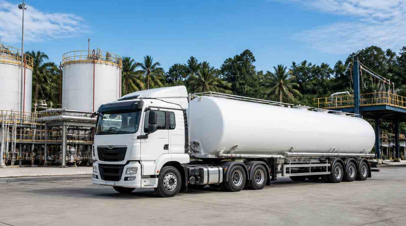 Ilustrasi Truk tangki bahan kimia B3 PT Damika Buana Indonesia beroperasi sebagai distributor asam sulfat Kalimantan untuk sektor industri tambang.