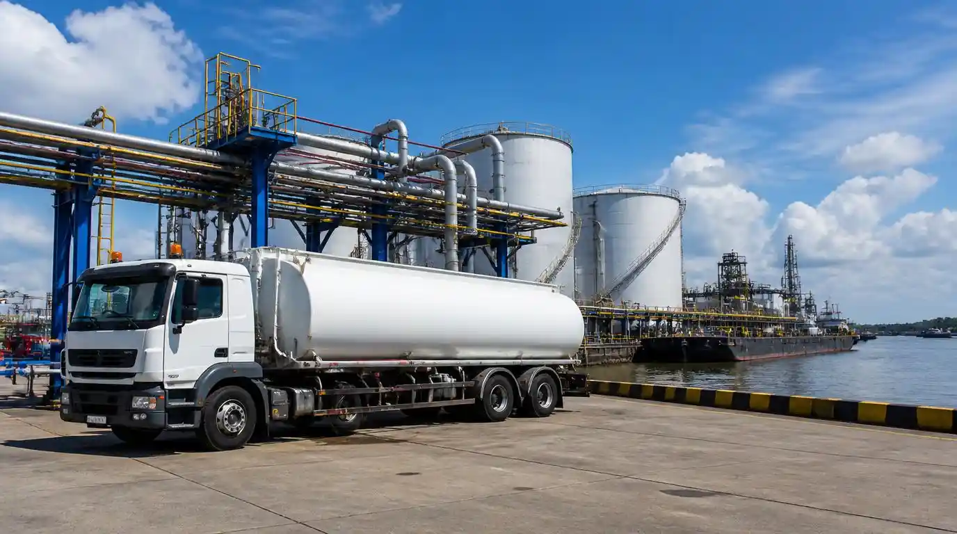 Ilustrasi Truk tangki B3 PT Damika Buana Indonesia menyuplai bahan kimia sebagai supplier asam sulfat Banjarmasin untuk pabrik minyak kelapa sawit.